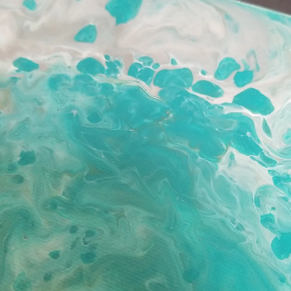 5×7 Teal Silver and Gold Marble Painting